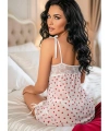 Beyaz Dantel İşlemeli Kalp Desenli Fantezi Tül Gecelik - SSSSSS9049-7130