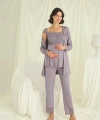 Dantelli Önü Düğmeli Hamile Lohusa 3lü Pijama Takımı - SSSSSS5493-3271