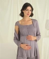 Dantelli Önü Düğmeli Hamile Lohusa 3lü Pijama Takımı - SSSSSS5493-3271