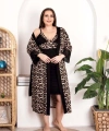 Büyük Beden Leopar Desenli Dantel İşlemeli 2li Viskon Gecelik Sabahlık Takım? - SSSSSS9234-4