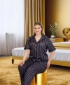 Büyük Beden Şık Tasarım Siyah Çizgili Düğmeli Kısa Kol Lüx Saten Pijama Ta - SSSSSS4303-2