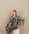 Büyük Beden Siyah Benekli Düğmeli Uzun Kol Viskon Pijama Takımı - SSSSSS4928-6680