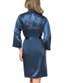 Şık Tasarım Yumuşak Dokulu Lacivert Kısa Saten Bride Sabahlık - SSSSSS3017-1076