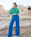 Kısa Kollu Never Give Up 3lü Crop Eşofman Takımı - SSSSSS5609-2573