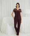 Kısa Kollu ve Dantelli V Yaka Pijama Takımı - SSSSSS4212-3123