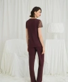 Kısa Kollu ve Dantelli V Yaka Pijama Takımı - SSSSSS4212-3123