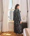 Çiçek ve Yaprak Desenli Dantelli ve Dekolteli Sabahlık Takımı - SSSSSS9478-1041