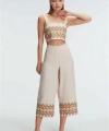 Askılı Oyuk U Yaka Geometrik Yazlık Uzun Nakış Detaylı Pijama Takımı - SSSSSS7652-4718