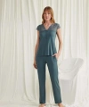 Yakası Kolu ve Omzu Dantelli Önü Düğmeli Pijama Takımı - SSSSSS2845-2399