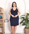 Büyük Beden Lacivert Dantel İşlemeli 2li Gecelik Sabahlık Takımı - SSSSSS7141-6541