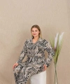Büyük Beden Çizgili Düğmeli Uzun Kol Viskon Pijama Takımı - SSSSSS3023-3388