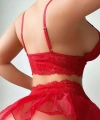 Kırmızı Dantelli Etekli Fantez Jartiyer Takım - SSSSSS6333-9268
