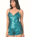 Petrol Saten Babydoll Şort Takımı - SSSSSS9447-7126