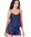 Lacivert Saten Babydoll Şort Takımı - SSSSSS5903-5886