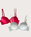 Beyaz-Kırmızı 2li Mikro Kumaş İçi Boş Balenli Günlük Desteksiz Sütyen - SSSSSS6662-5327