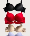 Siyah-Beyaz-Kırmızı-Ten 4lü Dolgulu Push Up Micro Balenli Günlük Tek Destekli - SSSSSS8490-4