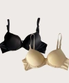 Siyah-Ten 2li Mikro Kumaş Push Up Dolgulu Balenli Günlük Destekli Sütyen - SSSSSS8473-3843