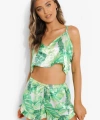 Yeşil Fırfırlı Şortlu Pijama Takımı - SSSSSS7240-3446