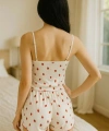 Beyaz Üstüne Çilek Desenli Askılı Şortlu Pijama Takımı - SSSSSS1958-3066