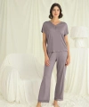 Kısa Kollu V Yakalı Dantelli Pijama Takımı - SSSSSS8587-6303