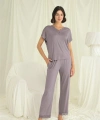Kısa Kollu V Yakalı Dantelli Pijama Takımı - SSSSSS8587-6303
