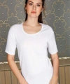 Pamuklu Ribana Geniş Yaka Kısa Kol Fanila T-Shirt - SSSSSS3948-2573