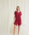 Kısa Kollu Dantelli V Yaka Şort Pijama Takımı - SSSSSS6067-6608