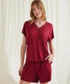 Kısa Kollu Dantelli V Yaka Şort Pijama Takımı - SSSSSS6067-6608