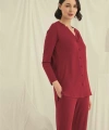 Uzun Kollu Boydan Düğmeli V Yaka Pijama Takımı - SSSSSS5200-5580