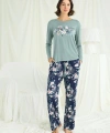 Çiçek ve Yaprak Desenli Baskılı Pijama Takımı - SSSSSS8355-5736