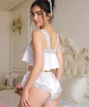 Beyaz Dantel İşlemeli Sütyenli Saten Şortlu Takım - SSSSSS3397-9989