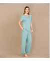 Viskon Şık Tasarım Dantel İşlemeli Mint Yeşil Kısa Kol Pijama Takımı - SSSSSS6431-4655