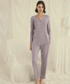 Uzun Kollu Boydan Düğmeli V Yaka Pijama Takımı - SSSSSS2177-6217