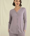 Uzun Kollu Boydan Düğmeli V Yaka Pijama Takımı - SSSSSS2177-6217