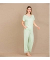 Viskon Şık Tasarım Dantel İşlemeli Açık Yeşil Kısa Kol Pijama Takımı - SSSSSS5375-9092