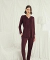 Uzun Kollu Boydan Düğmeli V Yaka Pijama Takımı - SSSSSS2610-7845