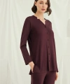 Uzun Kollu Boydan Düğmeli V Yaka Pijama Takımı - SSSSSS2610-7845