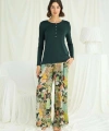 Çiçek ve Yaprak Desenli Pijama Takımı - SSSSSS8558-9143