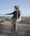 Yaprak Desenli Uzun Kollu V Yaka Pijama Takımı - SSSSSS6737-3545
