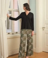 Çiçek Yaprak ve Etnik Desenli Uzun Kollu Pijama Takımı - SSSSSS9958-2406
