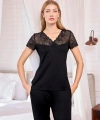 Kısa Kollu ve Dantelli V Yaka Pijama Takımı - SSSSSS8067-1562