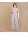 Viskon Şık Tasarım Dantel İşlemeli Gri Kısa Kol Pijama Takımı - SSSSSS5779-7010