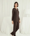 Uzun Kollu Boydan Düğmeli V Yaka Pijama Takımı - SSSSSS7360-6866