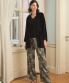Çiçek Yaprak ve Etnik Desenli Dantelli 3lü Pijama Takımı - SSSSSS5770-4326