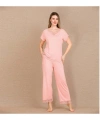 Viskon Şık Tasarım Dantel İşlemeli Açık Pembe Kısa Kol Pijama Takımı - SSSSSS2031-8157