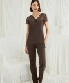Kısa Kollu ve Dantelli V Yaka Pijama Takımı - SSSSSS2236-8754