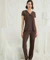 Kısa Kollu ve Dantelli V Yaka Pijama Takımı - SSSSSS2236-8754