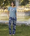 Çiçek ve Yaprak Desenli ve Baskılı Pijama Takımı - SSSSSS6108-6674