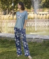 Çiçek ve Yaprak Desenli ve Baskılı Pijama Takımı - SSSSSS6108-6674