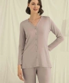 Uzun Kollu Boydan Düğmeli V Yaka Pijama Takımı - SSSSSS4338-2298